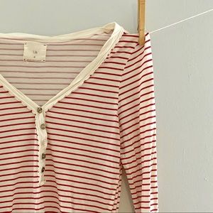 Anthropologie Distressed Striped Henley